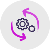 Icon of two gears with arrows indicating motion